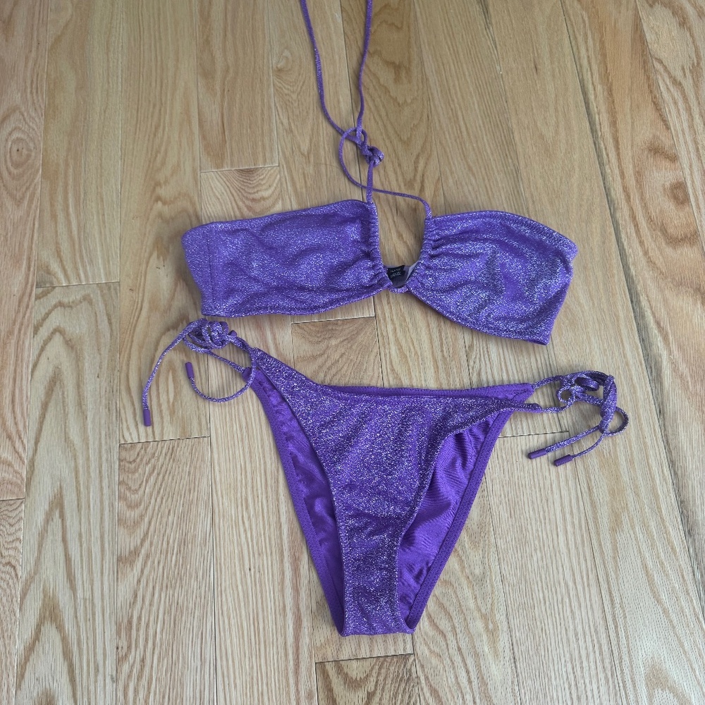 Purple Sparkly Halter Bikini